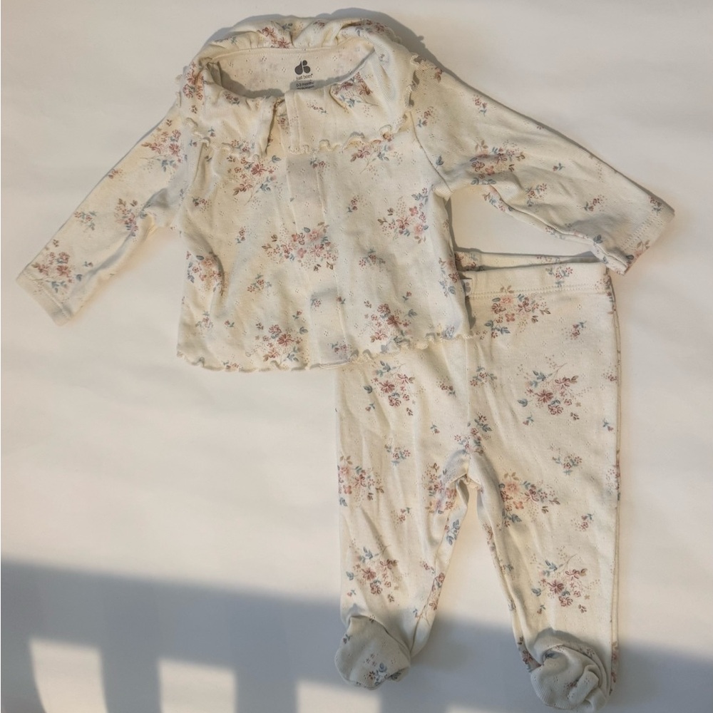 Charming Floral Cream Pajama Set for Kids
